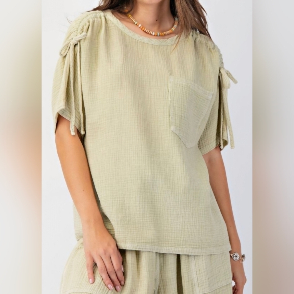 EASEL Washed Cotton Gauze Top #473, 477